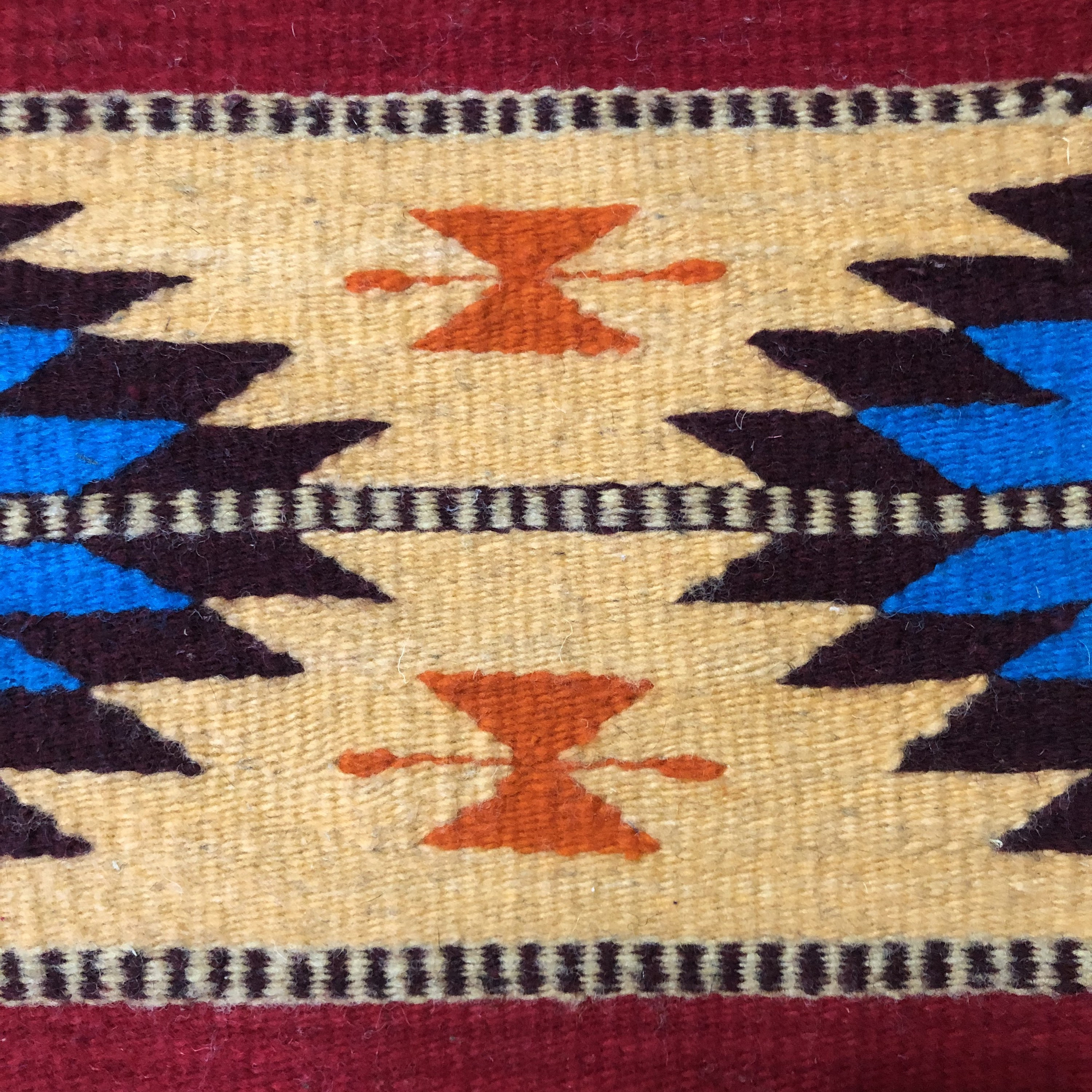 Zapotec hand woven merino wool trivet hot pad 8” x 9”