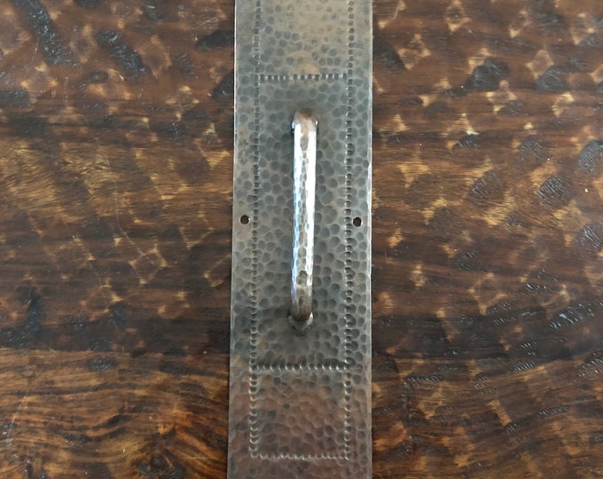 Hammered Copper Door Pull Plate with Brown Patina