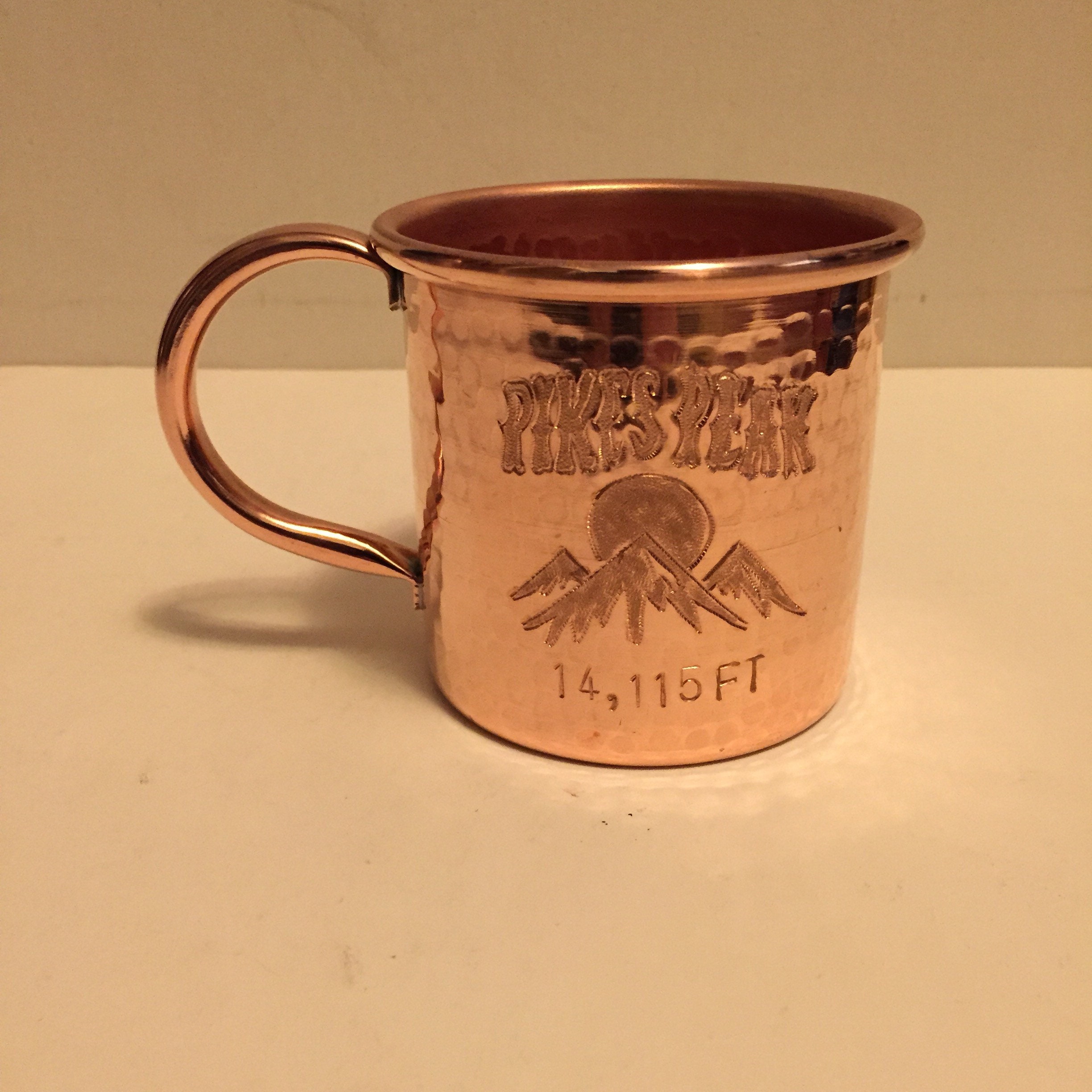 12oz Handcrafted Moscow Mule Pure Copper Hammered Mug w/ Pikes Peak