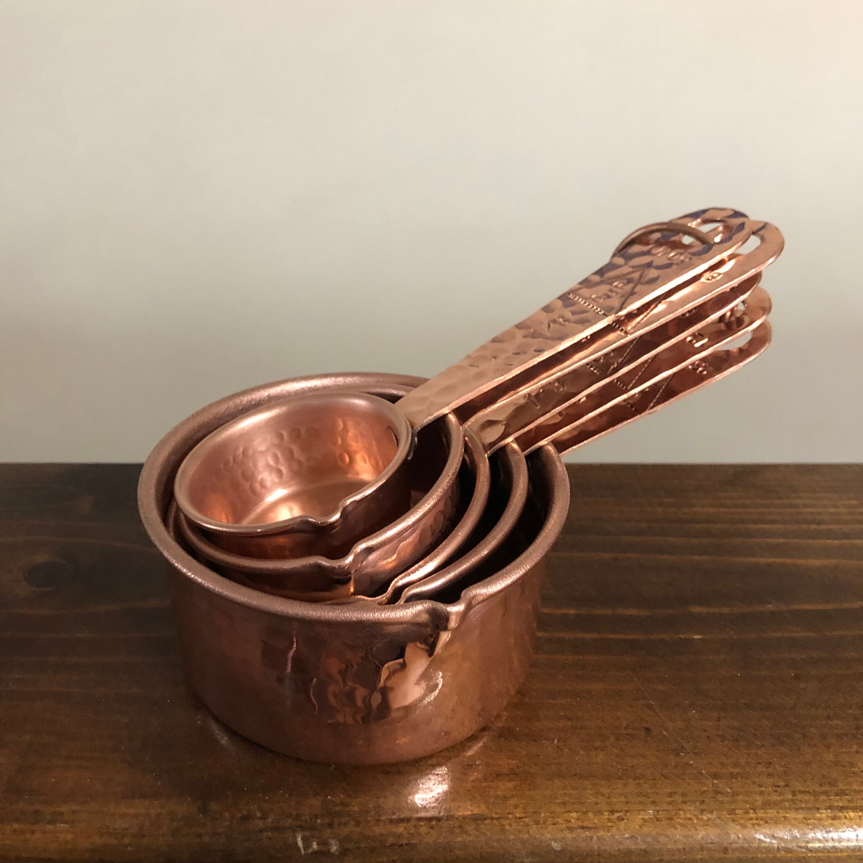 Hammered Copper Measuring Cup Set