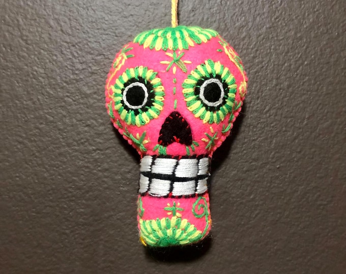 Hand Sewn Stuffed Calavera Plush Toy Hanging Ornament