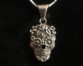 Sterling Silver Calavera Skull Pendant