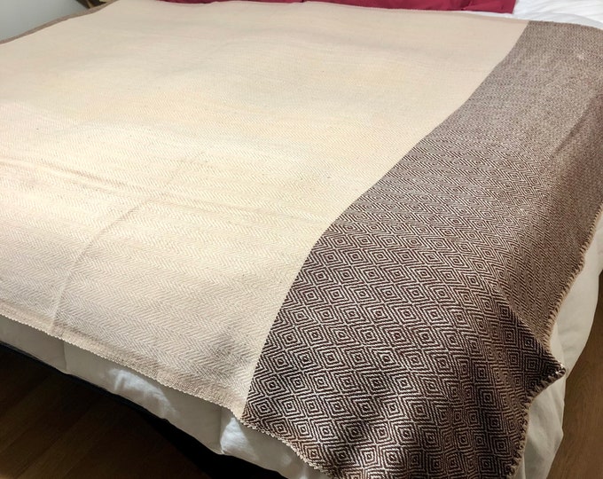 Handwoven Wool Blanket from Otavalo, Ecuador- 90” x 60”