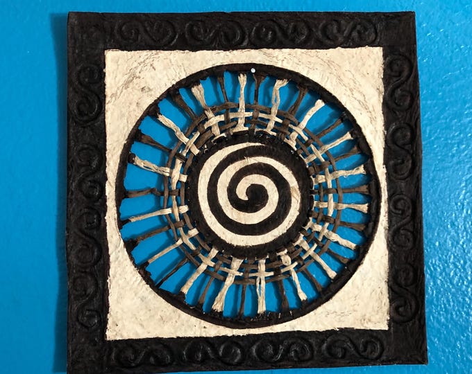 Handmade Amate Paper Wall Art from Mexico (7 3/4” x 7 3/4”)