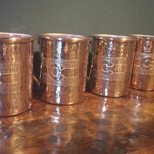 4-pack of 16oz Moscow Mule Copper Mugs, hammered w/ Colorado Flag engraving