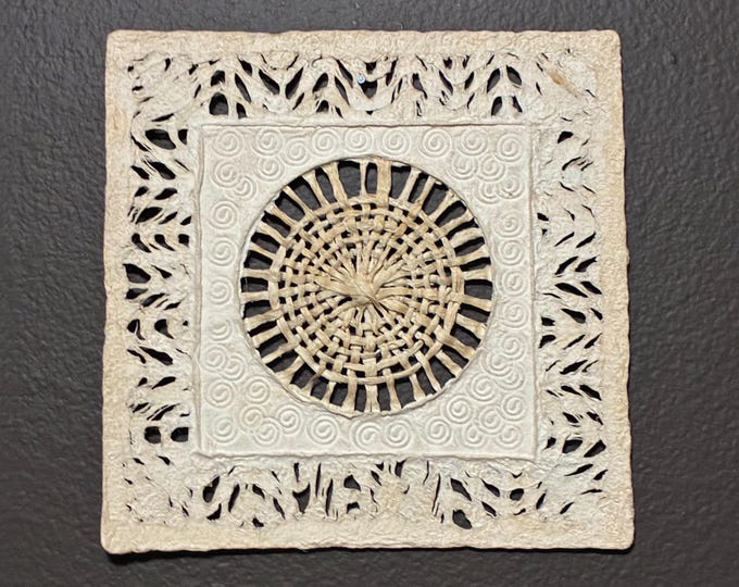 Handmade Amate Bark Paper Wall Art: Braided Detail, Natural Tones