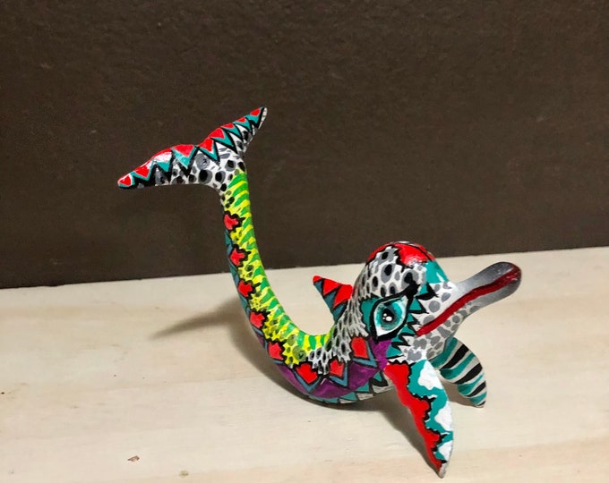 Alebrije Dolphin Wood Carving by Esperanza Martinez from Oaxaca, Mexico.