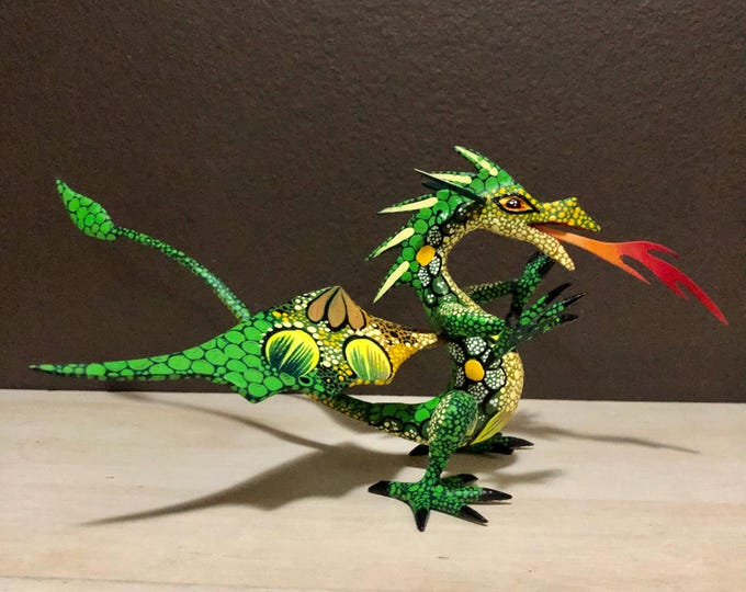 Hand Carved Wood Alebrije Dragon by Esperanza Martinez