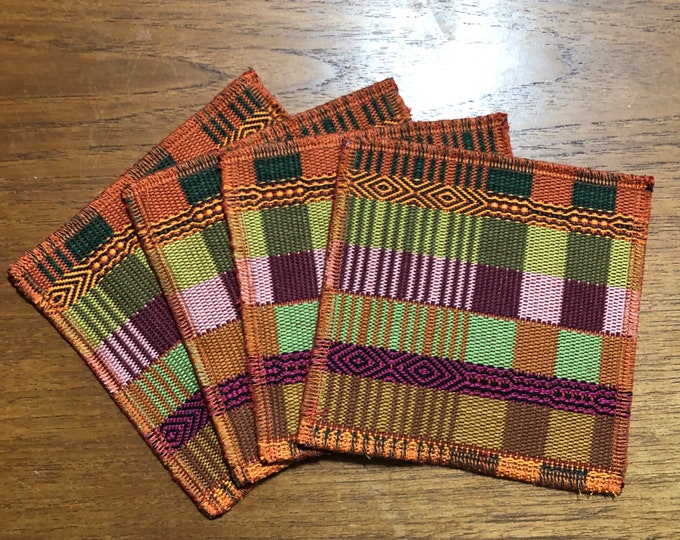 Handwoven Cotton Coasters (set of four) from Otavalo, Ecuador- 5.25” x 5.25”