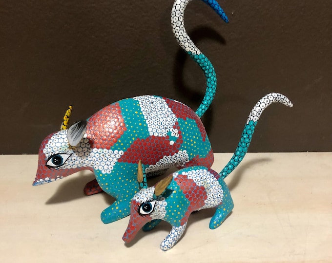 Alebrije Opossum and baby Opossum by Esperanza Martinez