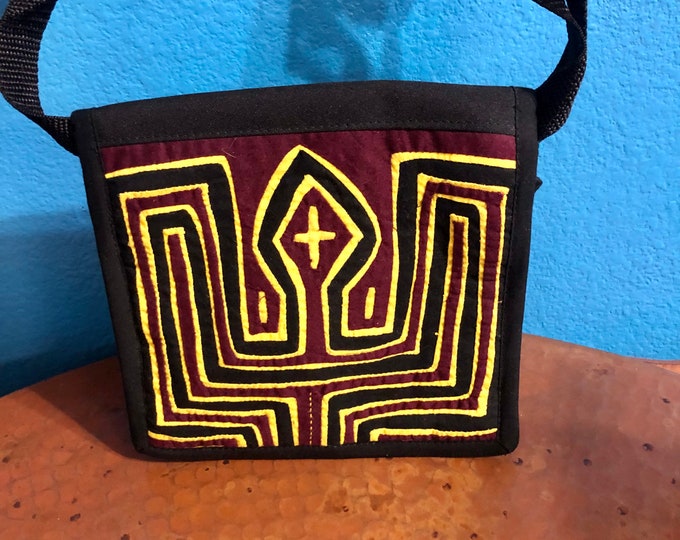 Kuna Mola Art Design Crossbody Day Purse Handbag Handcrafted in Colombia