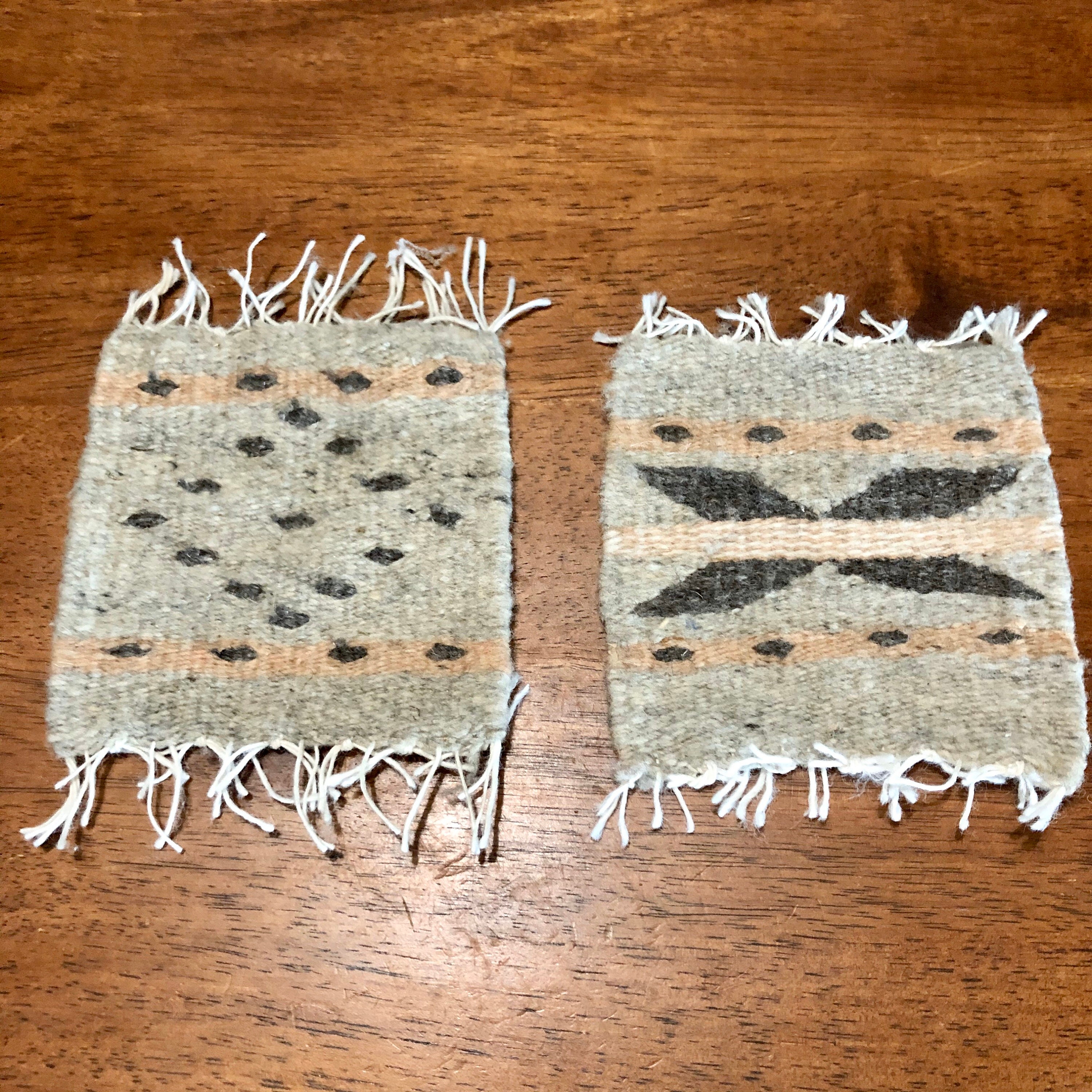 Zapotec hand woven merino wool coasters set of two approximately (5” x 5)