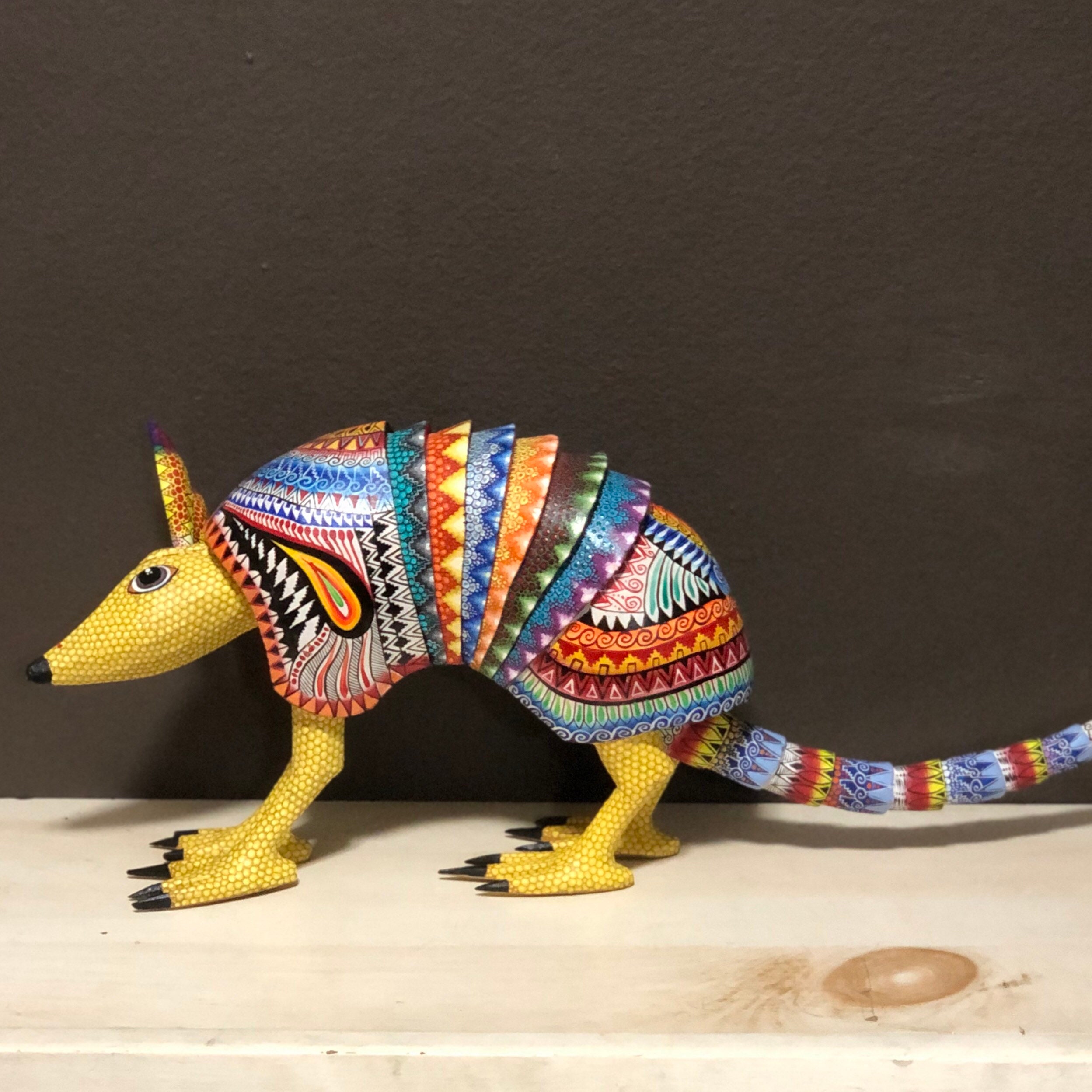 Alebrije Armadillo Wood Carving by Roberto and Esperanza Martinez from