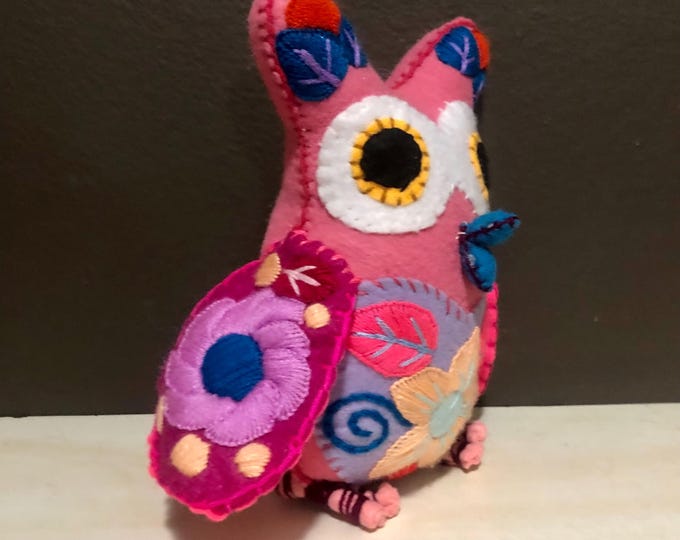 Hand Sewn Stuffed Animal Owl Plush Toy