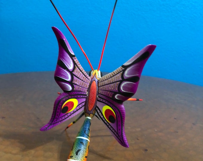 Alebrije Butterfly Handcrafted Wood Carving by Zeny Fuentes & Reyna Piña from Oaxaca, Mexico.