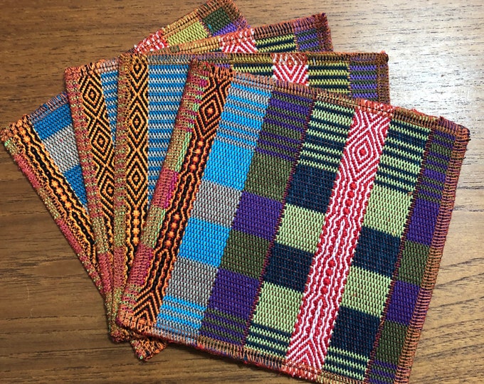 Handwoven Cotton Coasters (set of four) from Otavalo, Ecuador- 5.25” x 5.25”