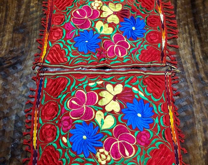 Hand Woven Cotton Placemats with Multi-color Embroidered Flowers (approx. 18” x 13”) - set of 2