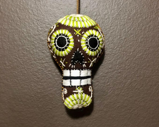 Hand Sewn Stuffed Calavera Plush Toy Hanging Ornament
