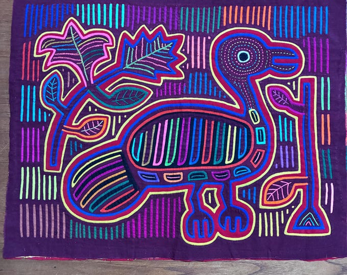 Authentic Guna (Kuna) Mola Textile Art Panel - Hand-Stitched Reverse Appliqué