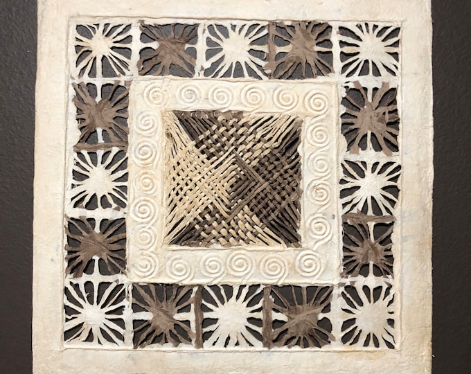 Handmade Amate Paper Wall Art from Mexico (15 1/2” x 15 1/2”)
