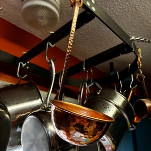 Puur gehamerde koperen pollepel van 8 oz afbeelding 3