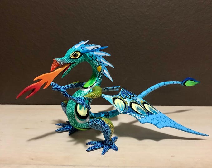 Hand Carved Wood Alebrije Dragon by Esperanza Martinez