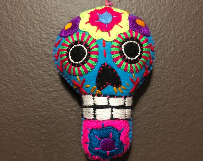 Hand Sewn Stuffed Calavera Plush Toy Hanging Ornament