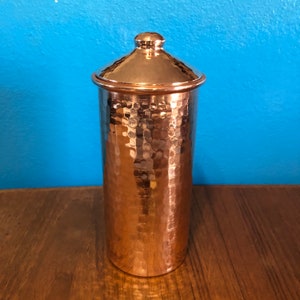 20oz Pure Hammered Copper Tumbler Water Cup with Lid
