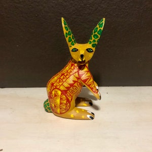 Alebrije Rabbit Handcrafted Wood Carving by Zeny Fuentes and Reyna Piña from Oaxaca, Mexico.
