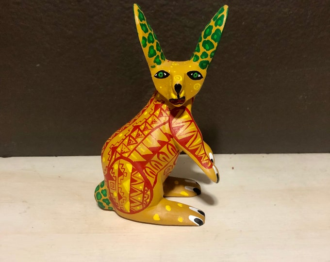 Alebrije Rabbit Handcrafted Wood Carving by Zeny Fuentes and Reyna Piña from Oaxaca, Mexico.