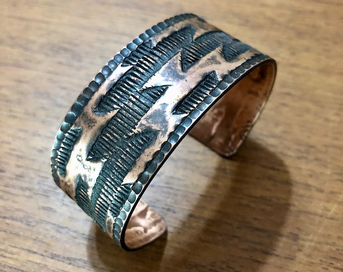 Hand Hammered Copper Cuff Bracelet with Brown Patina Finish