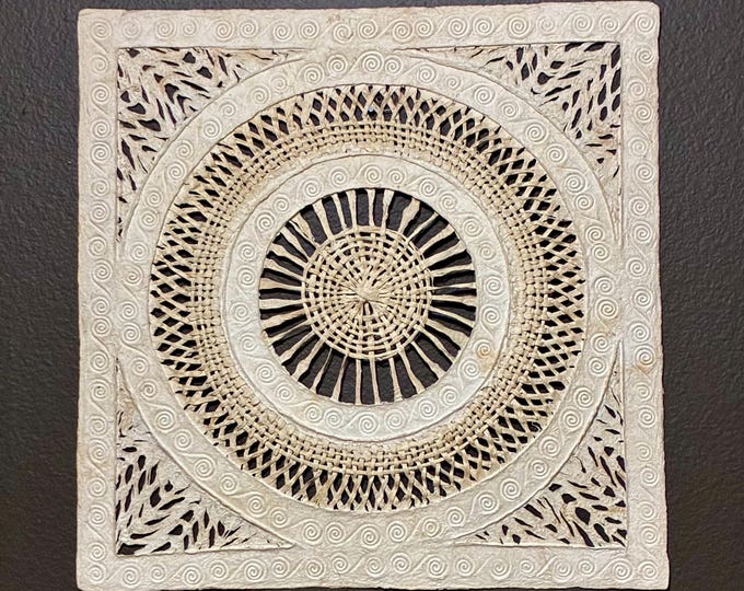 Handmade Amate Paper Wall Art from Mexico (15 3/4” x 15 3/4”)