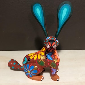 Alebrije Rabbit Handcrafted Wood Carving by Zeny Fuentes & Reyna Piña from Oaxaca, Mexico.