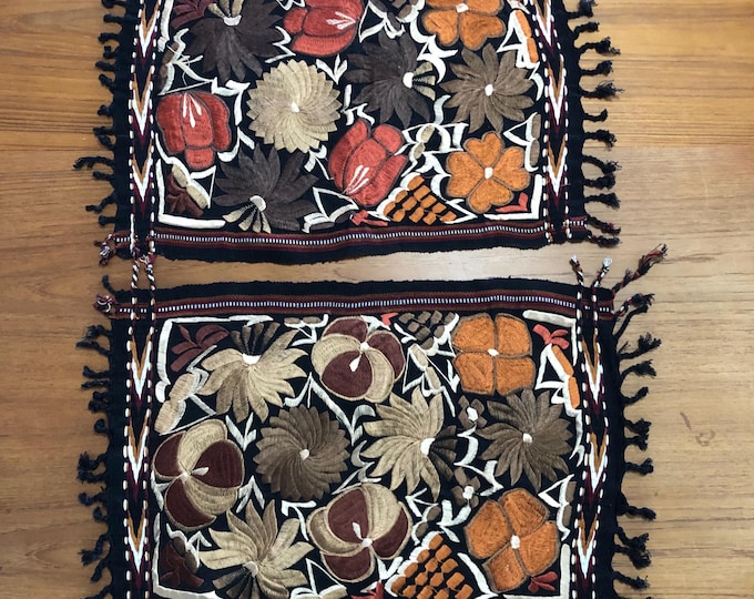 Hand Woven Cotton Placemats with Multicolor Embroidered Flowers (approx. 18” x 13”) - set of 2