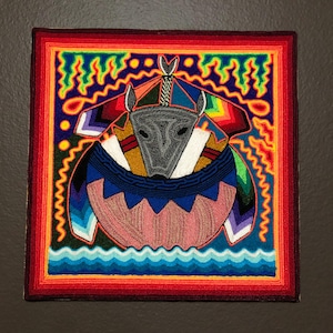 Huichol Yarn Art Nierika (11.75” x 11.75”) from Nayarit, Mexico