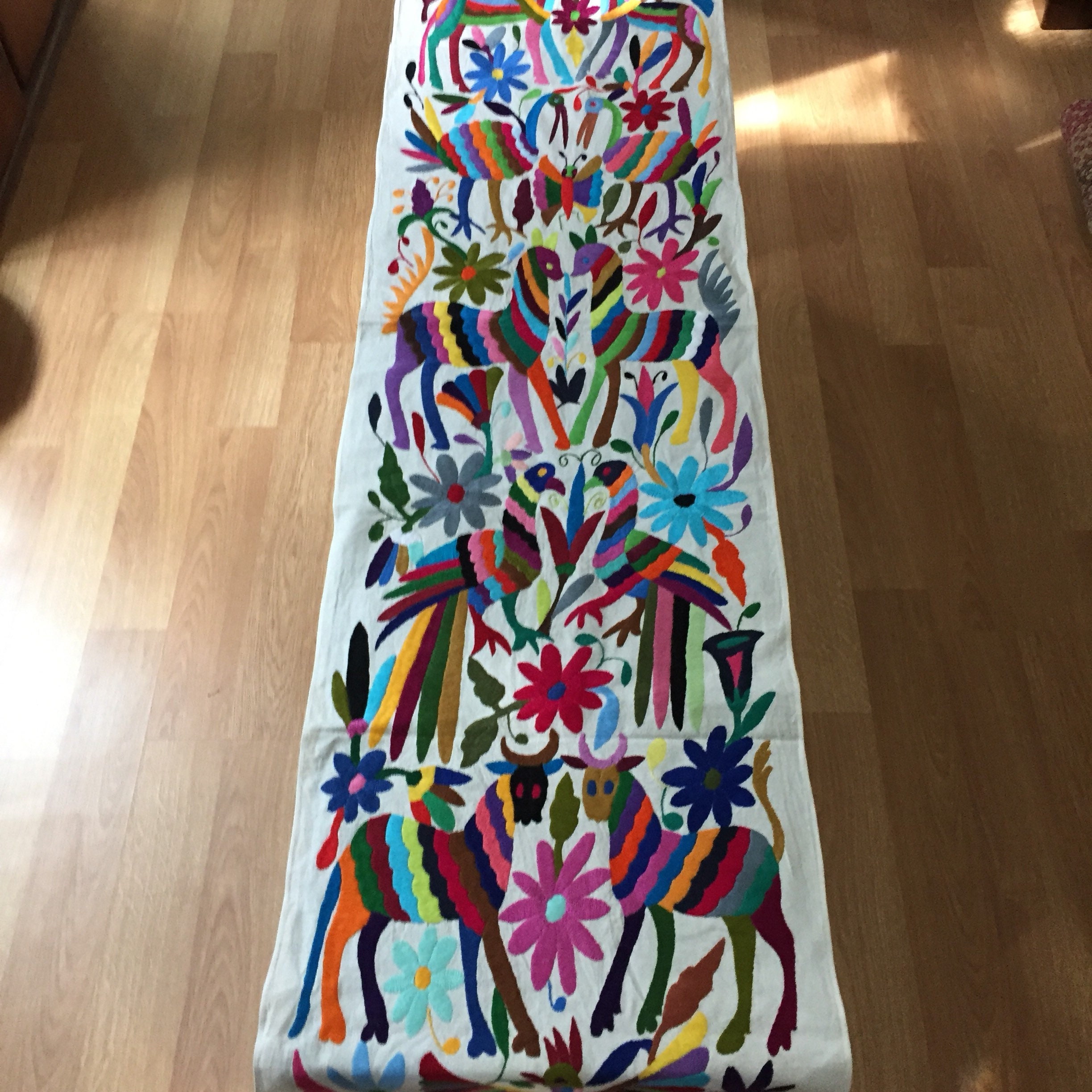 Otomi Hand Embroidered Table Runner Multicolor