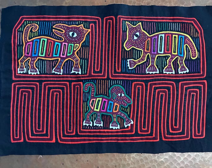 Authentic Guna (Kuna) Mola Textile Art Panel - Hand-Stitched Reverse Appliqué