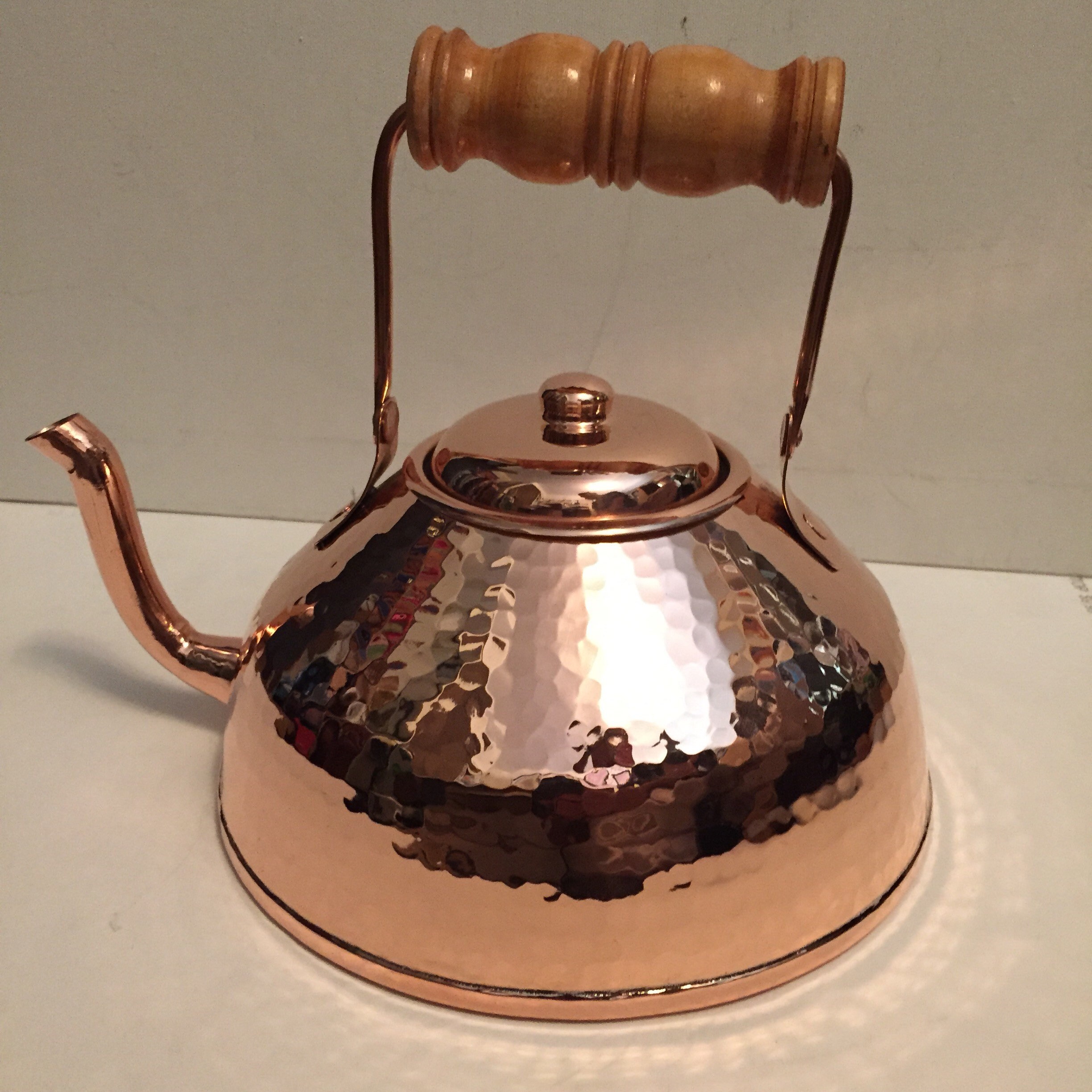 Handcrafted Hammered Copper 2 Quart Teapot with hot tin lining