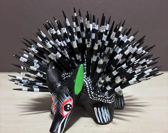 Alebrije Wood Carving Porcupine from Oaxaca, Mexico by Esperanza Martinez