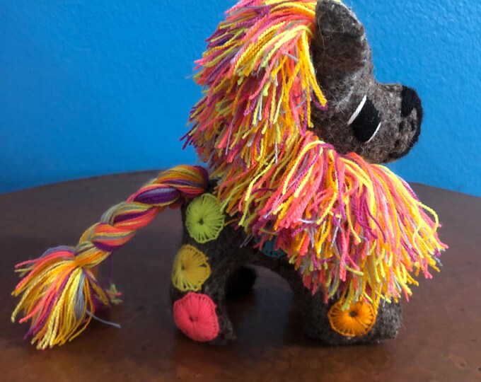 Hand Sewn Wool Stuffed Animal Lion Plush Toy