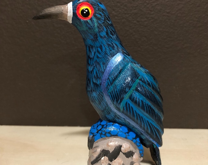 Hand-Carved Wood Alebrije Bird by Esperanza Martinez from Oaxaca, Mexico