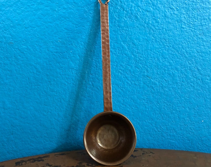 Hammered Copper 1oz Coffee Scoop Measuring Spoon - 8” with Brown Patina