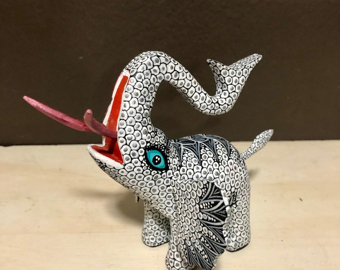 Handcrafted Alebrije Elephant Woodcarving by Esperanza Martinez of Oaxaca, Mexico