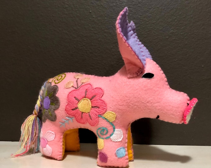 Hand Sewn Stuffed Animal Pig Plush Toy
