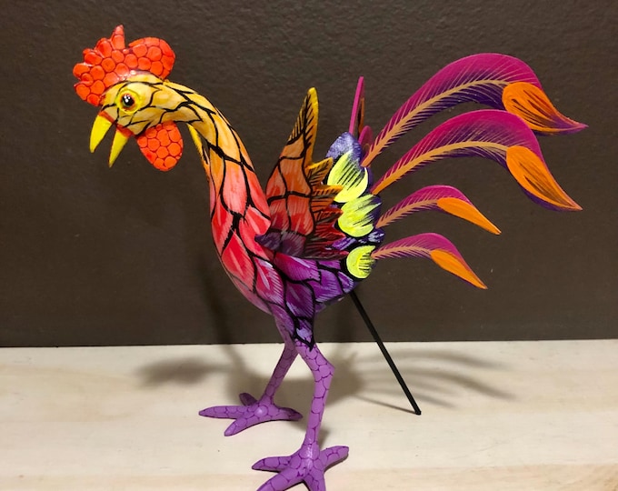 Alebrije Rooster Wood Carving by Esperanza Martinez from Oaxaca, Mexico.