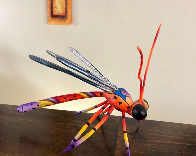 Alebrije Dragonfly Handcrafted Wood Carving by Michelle Fuentes from Oaxaca, Mexico.