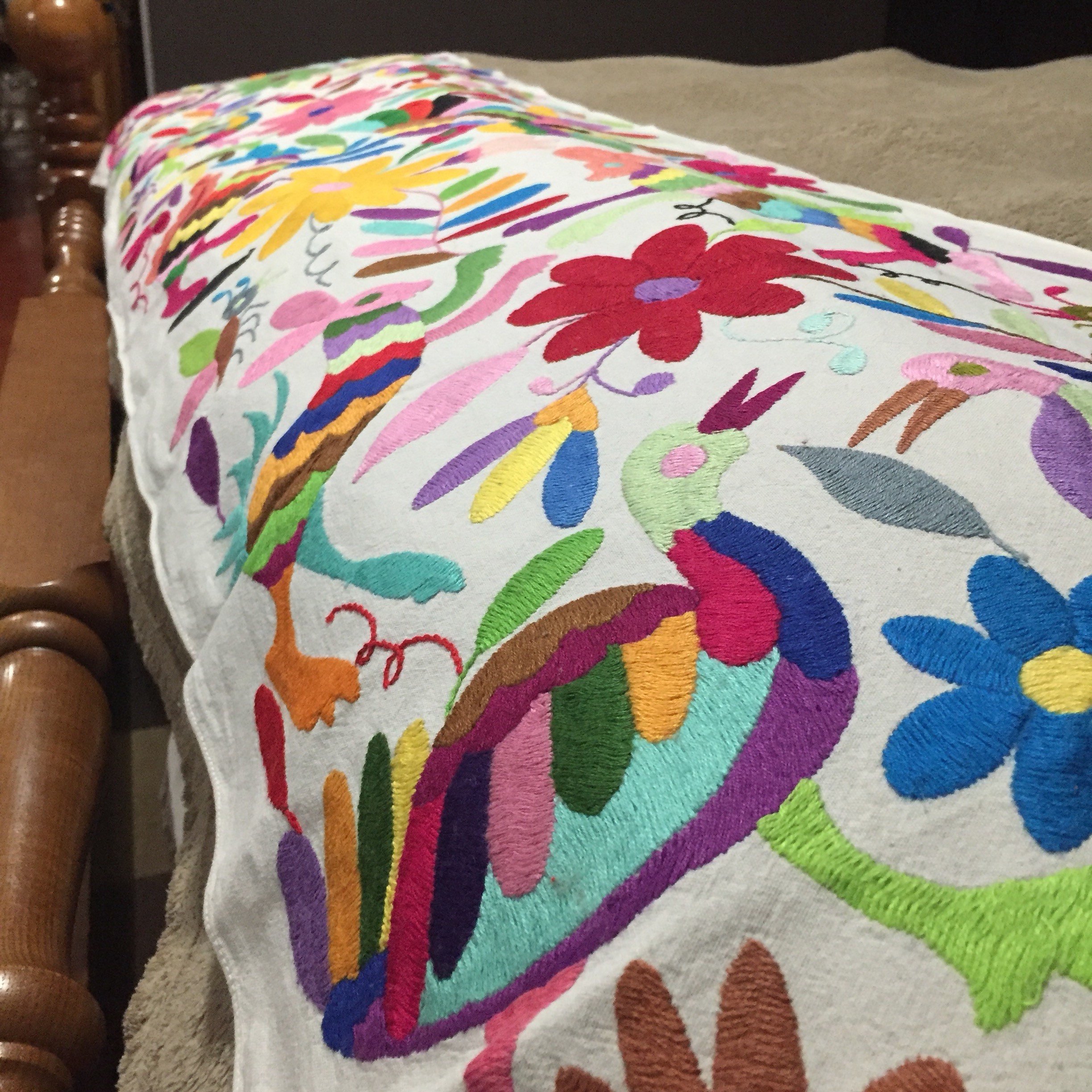 Otomi Hand Embroidered Table Runner Multicolor