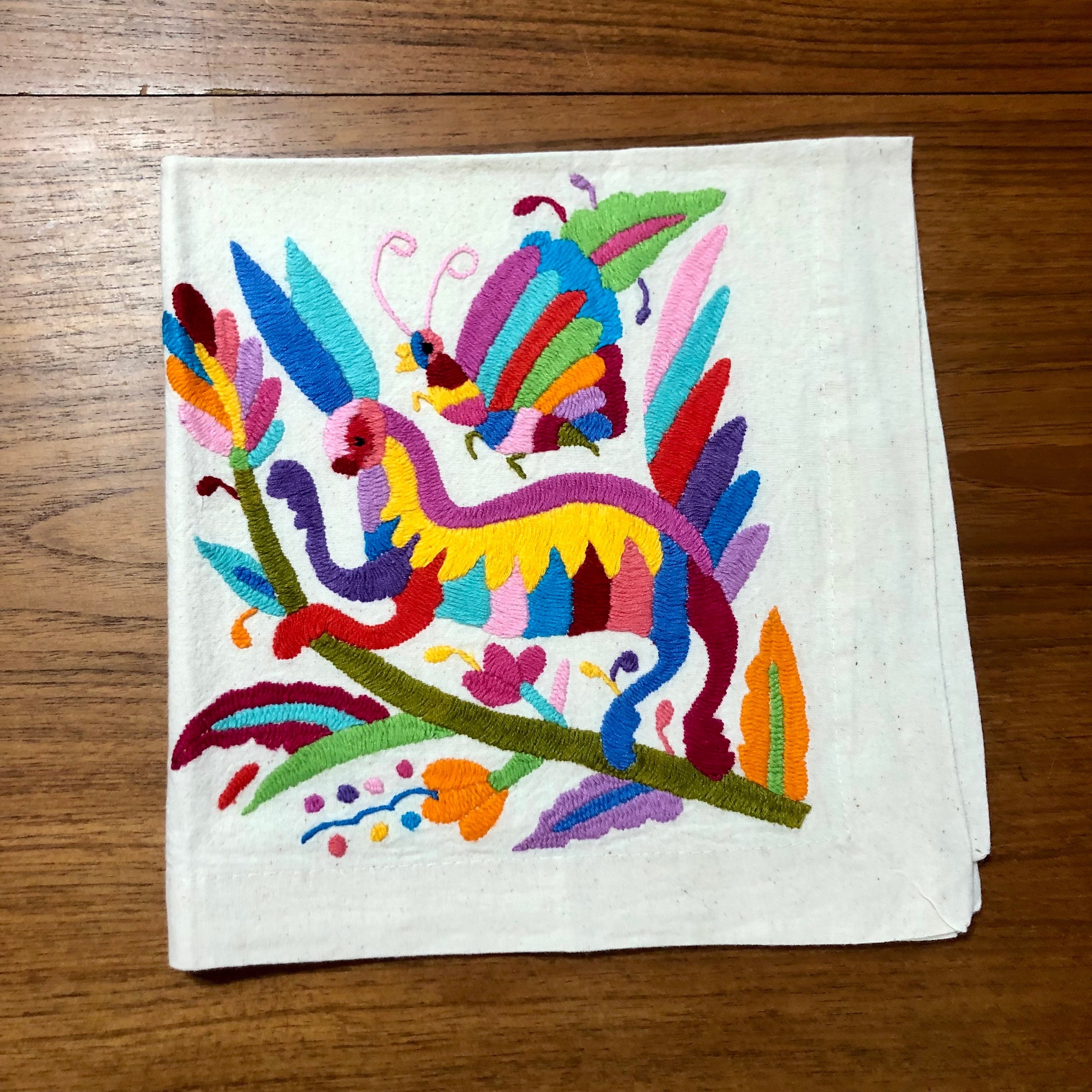 Otomi hand embroidered 19 x 19 muslin napkin - with spirit animal ...