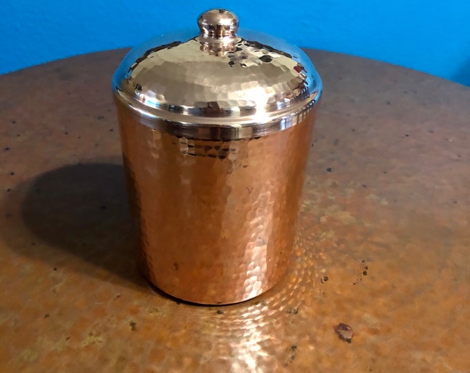 Hammered Copper Canister with Lid (4 1/4” x 6 1/2”)