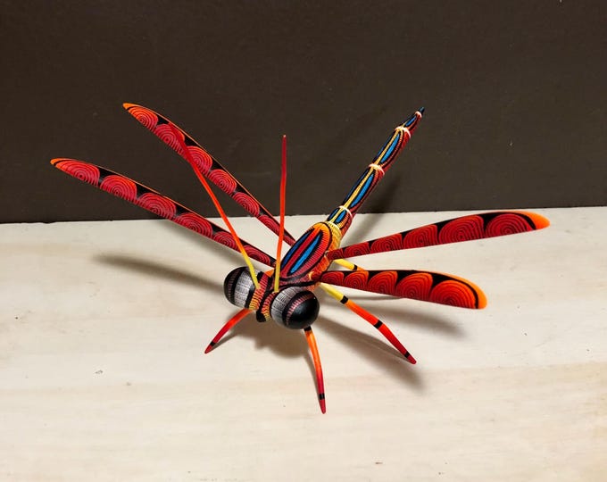 Alebrije Dragonfly Handcrafted Wood Carving by Zeny Fuentes & Reyna Piña from Oaxaca, Mexico.